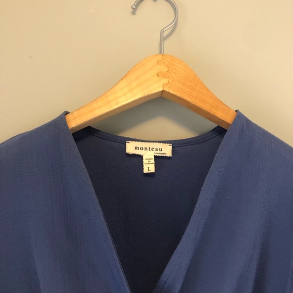 Monteau Blue aside-Tie Shirt - Picture 2 of 4